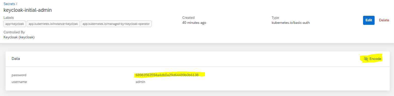 keycloak admin password